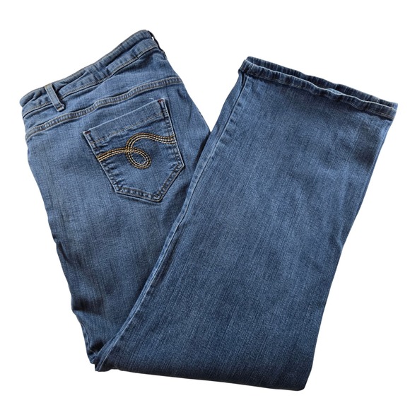 Smith's Dungarees Jeans Women Smith 20W Bootcut Blue Denim Cotton Blend Stretch - Picture 2 of 8